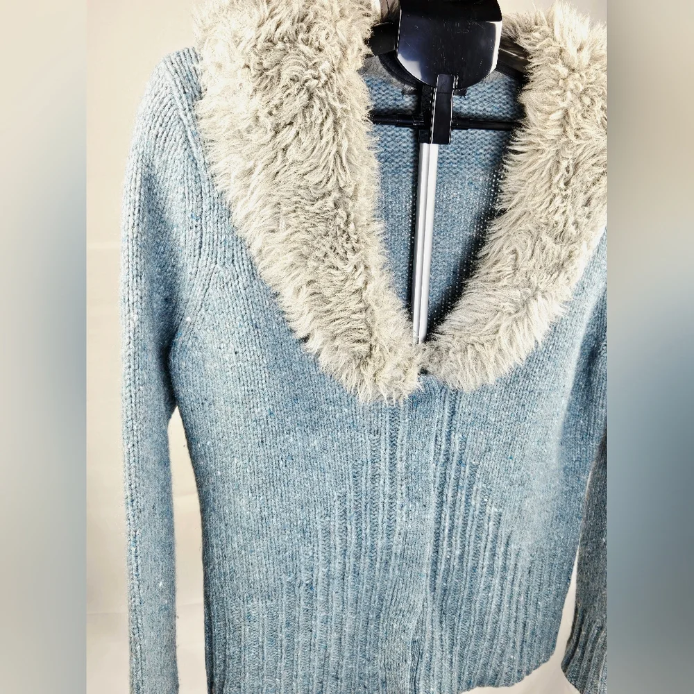 Y2K Wool Faux Fur Lined Soft Grunge‎ Sarah Spencer Cardigan, Medium